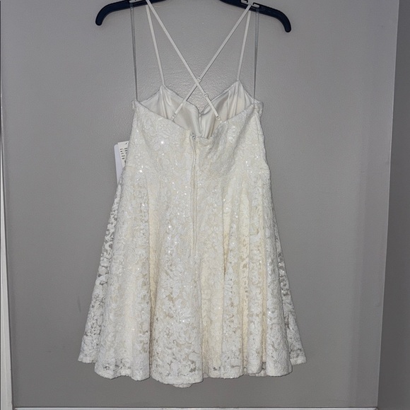 Honey and Rosie Ivory Lace Sequin A line Dress Bachelorette Wedding Large NWT - Picture 3 of 6